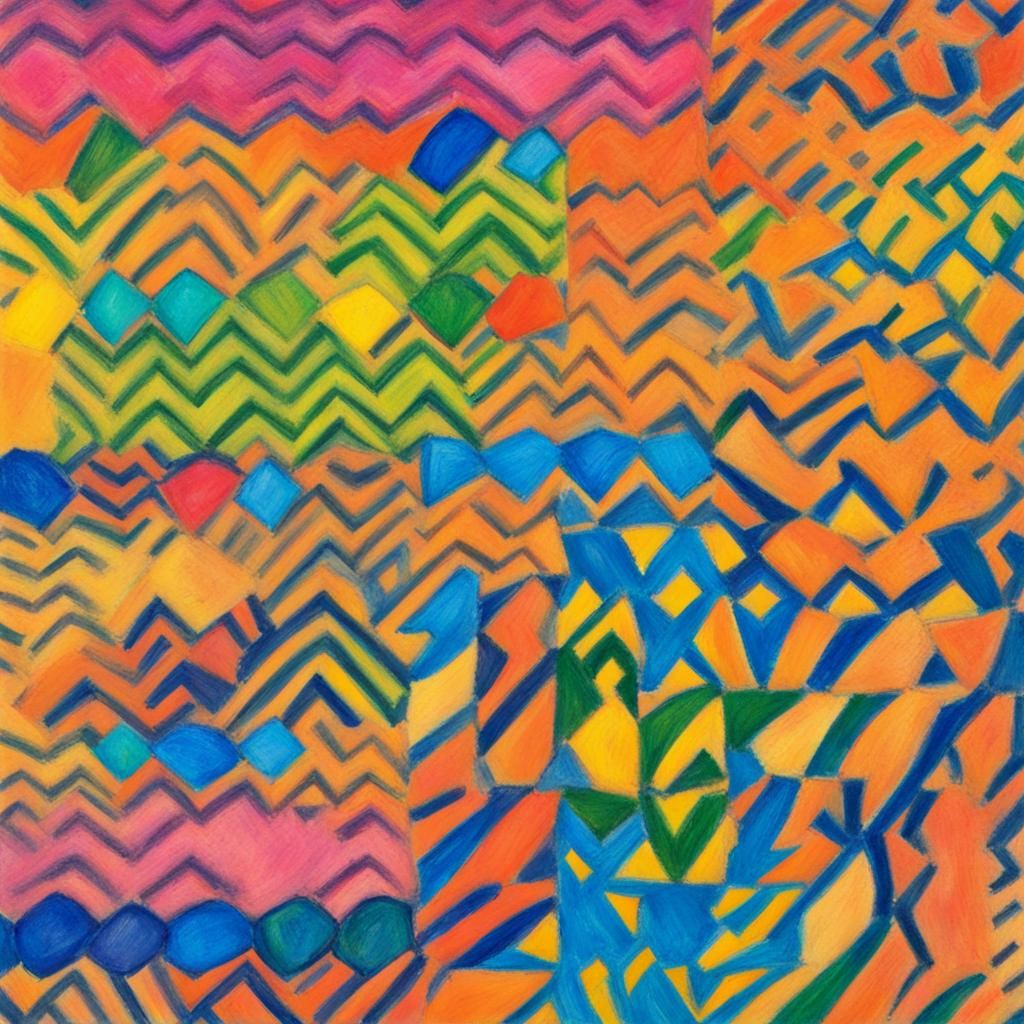 Abstract Oil Pastel Pattern in Three Parts