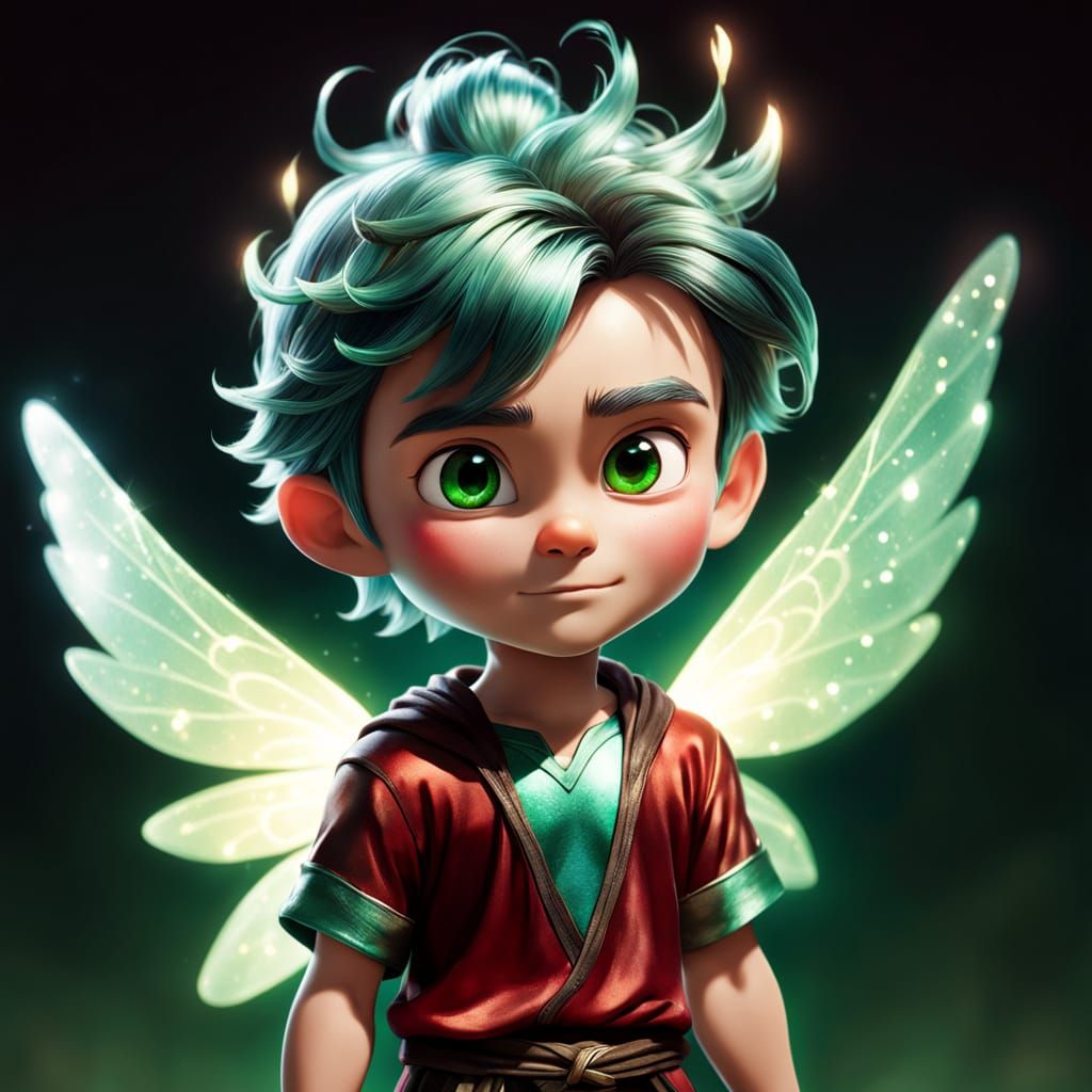 Chibi Fairy in Vibrant, Iridescent Hues