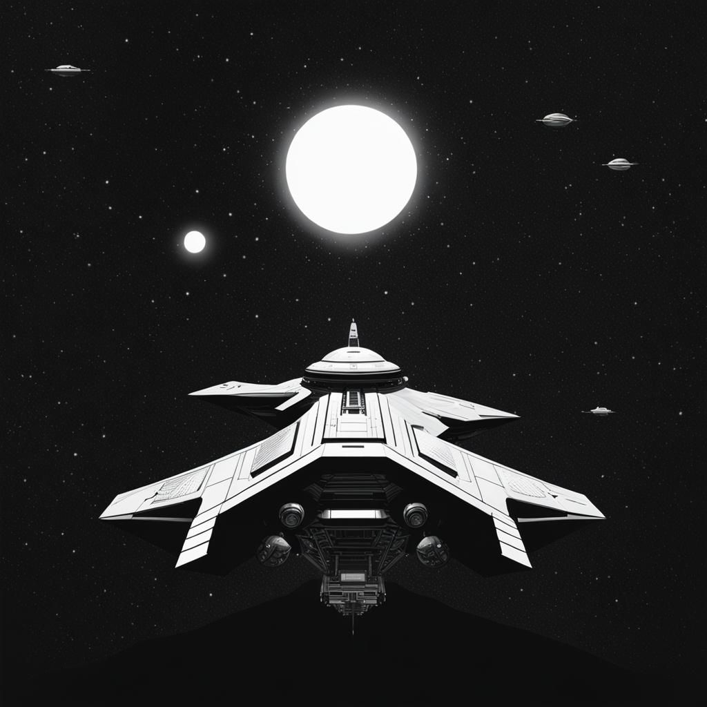 Black Starship Against a White Sun