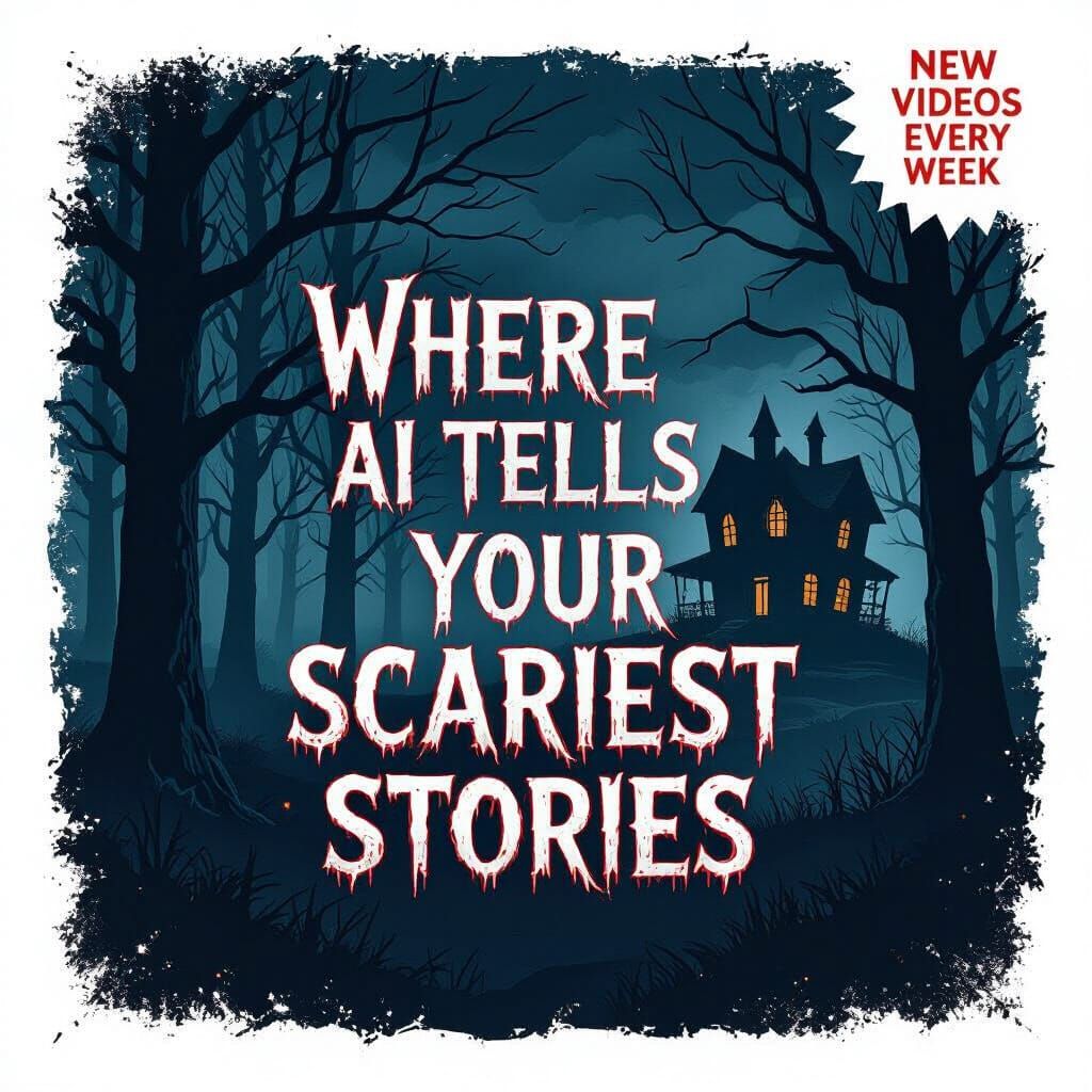 Eerie Haunted Forest YouTube Banner in 3D Style