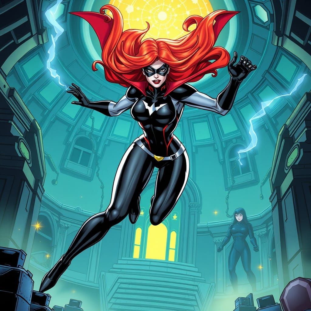 Powergirl Black Widow Attacks Legion of Doom HQ