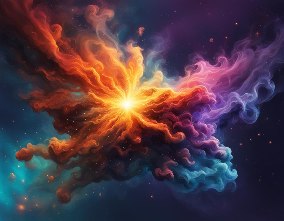 Hyperrealistic Star with Galaxy Smoke in Splash Art