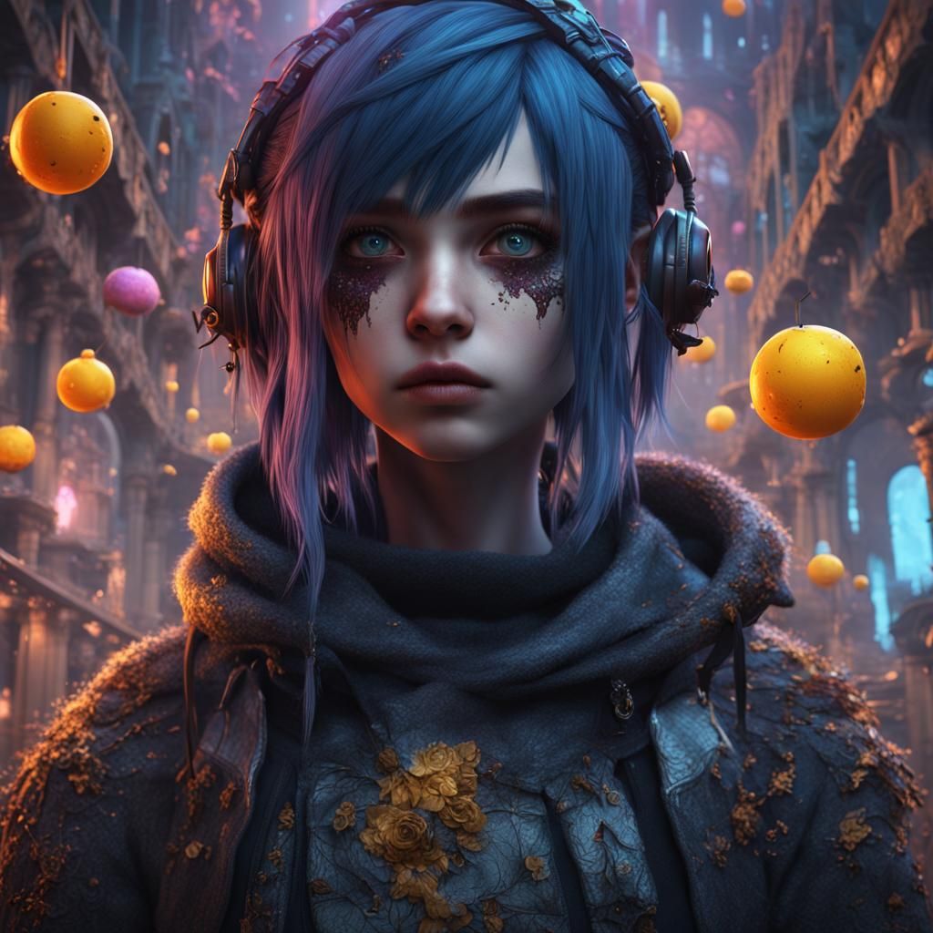 Emo Girl: Detailed Matte Painting in Deep Color