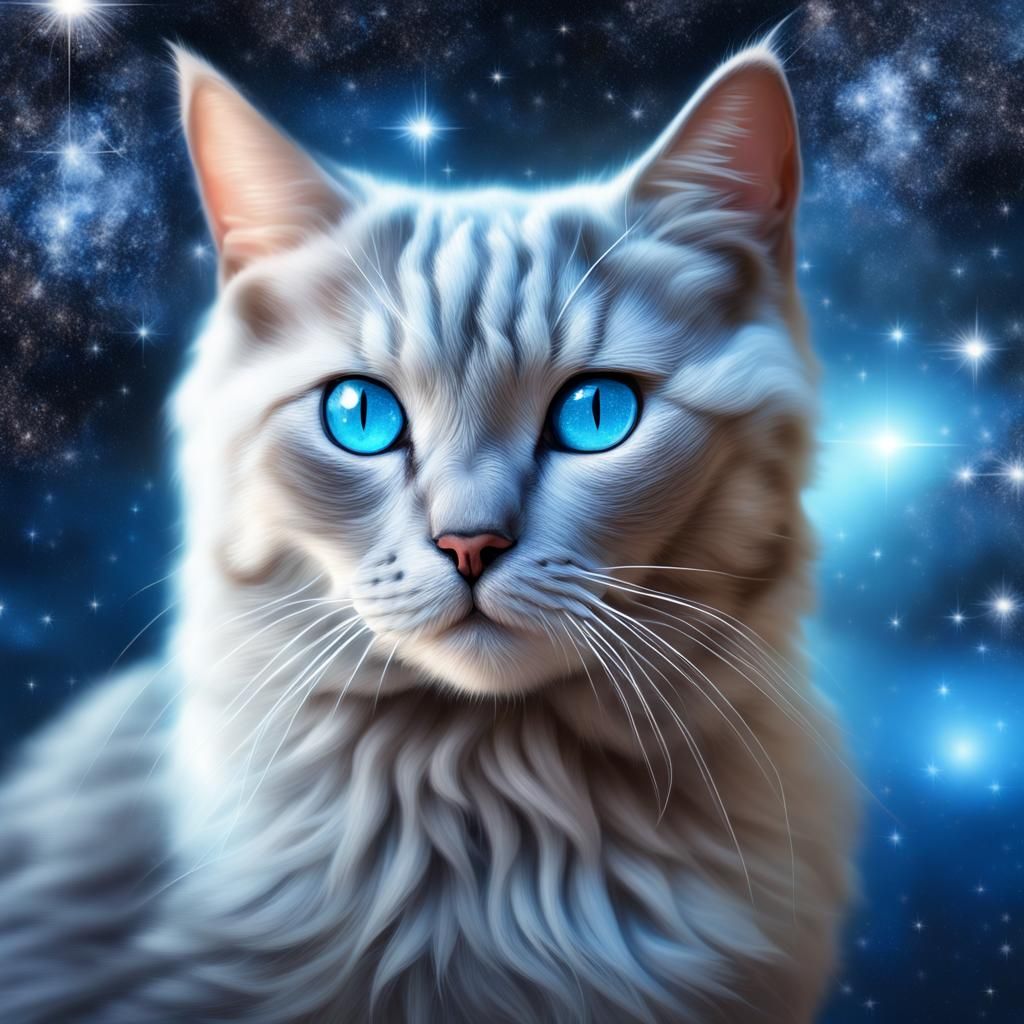 Starry Shorthair Cat in a Starry Night Sky