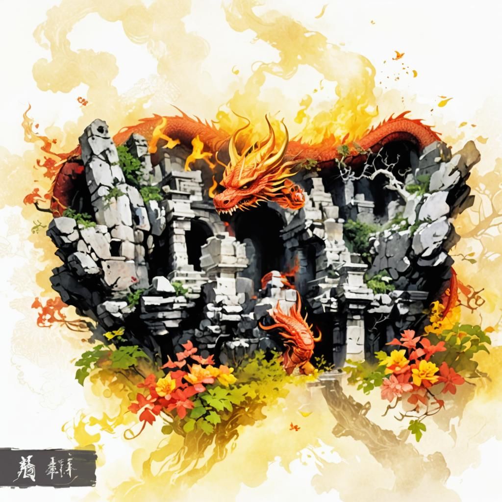 Red Dragon and Shaolin Temple: Fantasy Concept Art