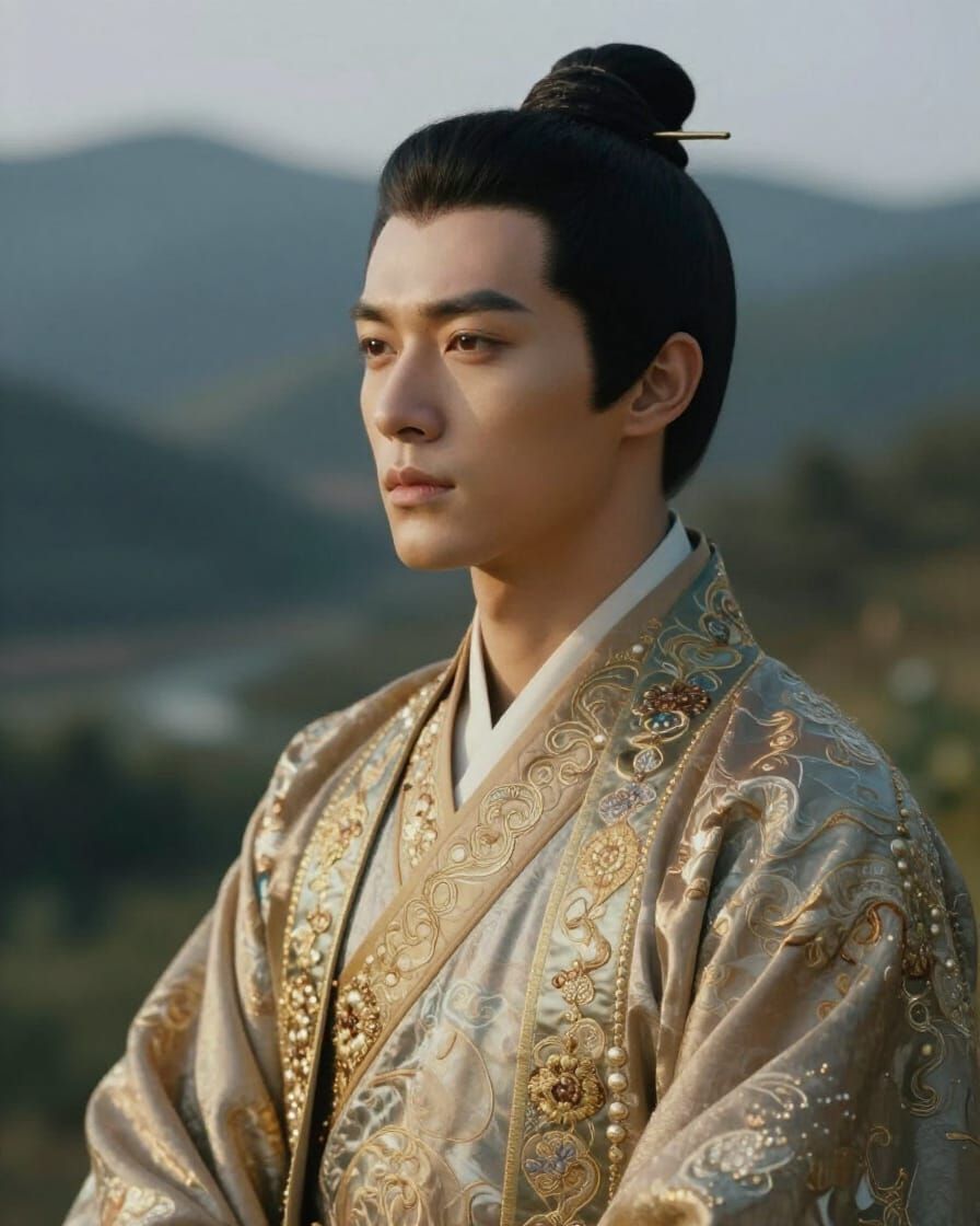 Breathtaking Portrait of Asian Prince Percival in Ornate Att...