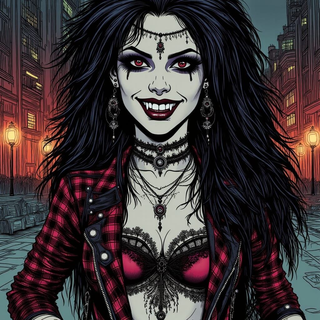 90's Cartoon Grunge Punk Vampiress