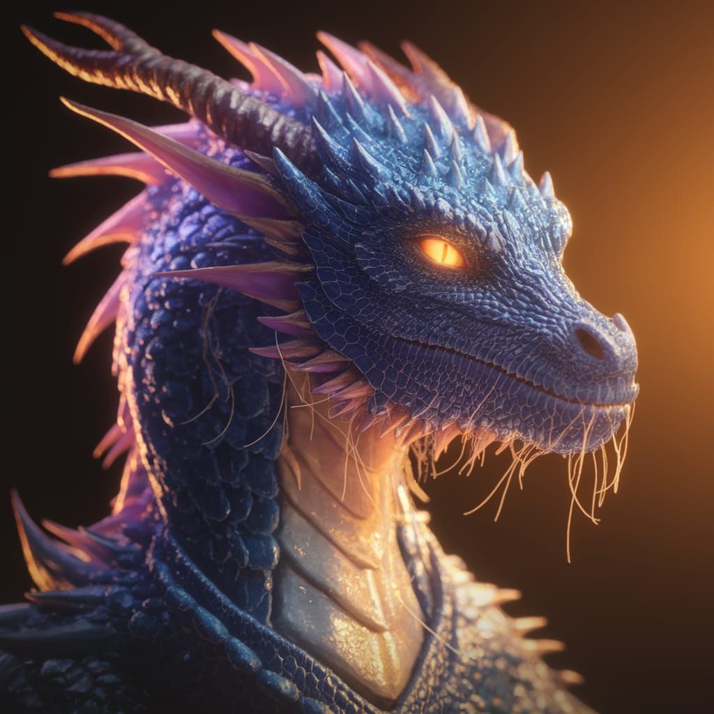 Majestic Blue Fantasy Dragon in Greg Rutkowski Style