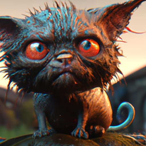 Detailed Matte Painting of an Ugly Cat
