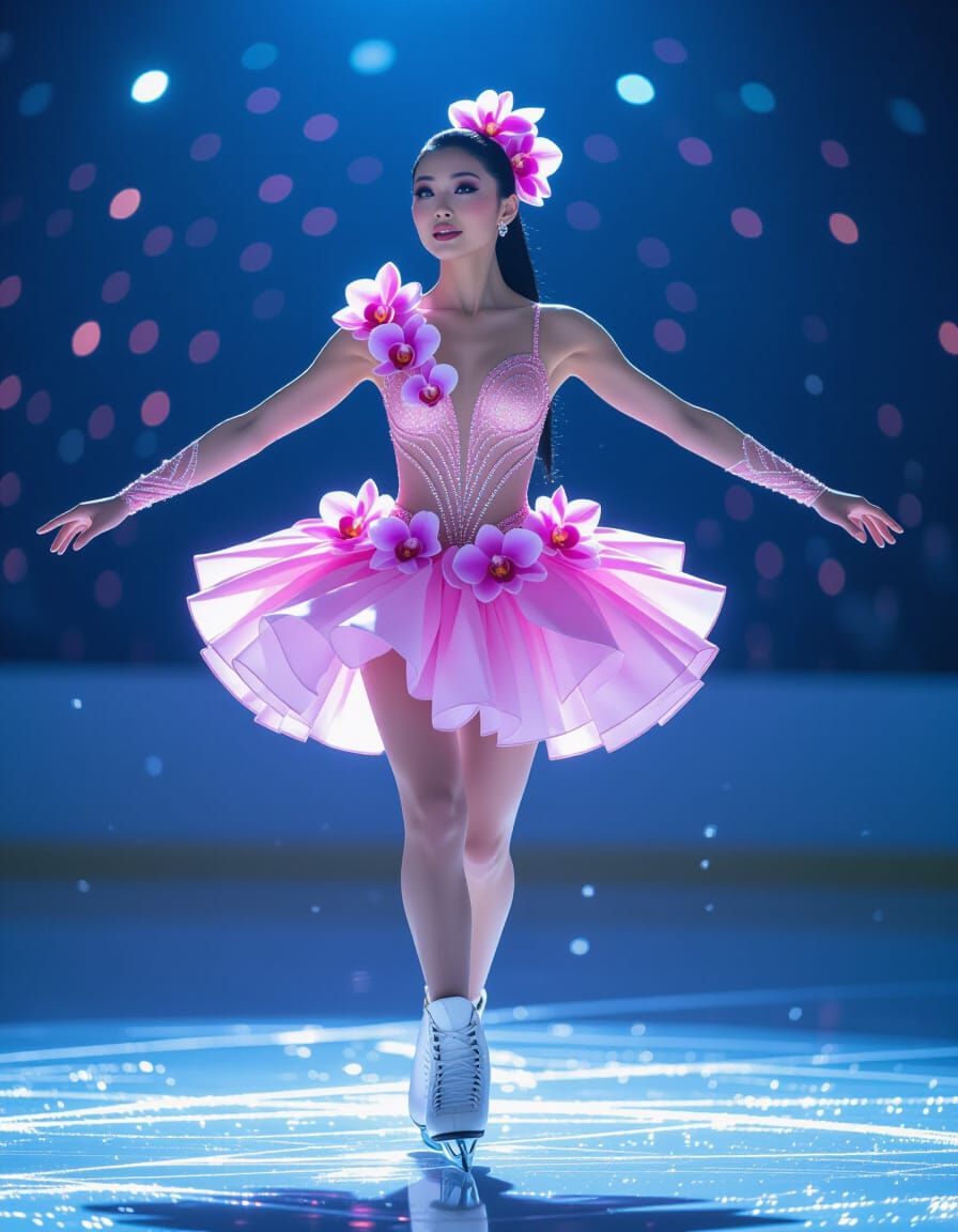Orchid Skater in Sparkling Pink Bodysuit