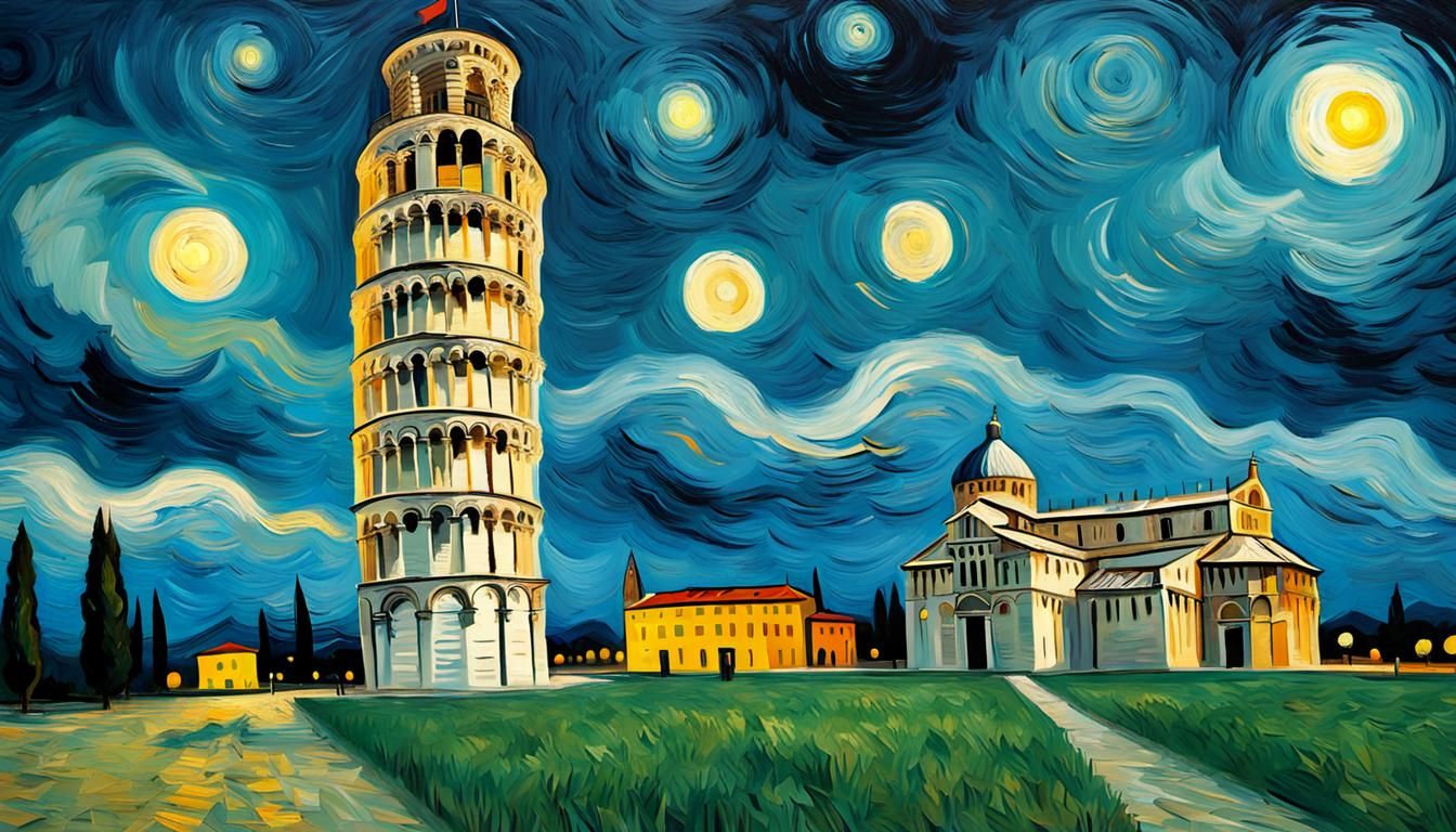 Leaning Tower of Pisa in Vincent van Gogh Style