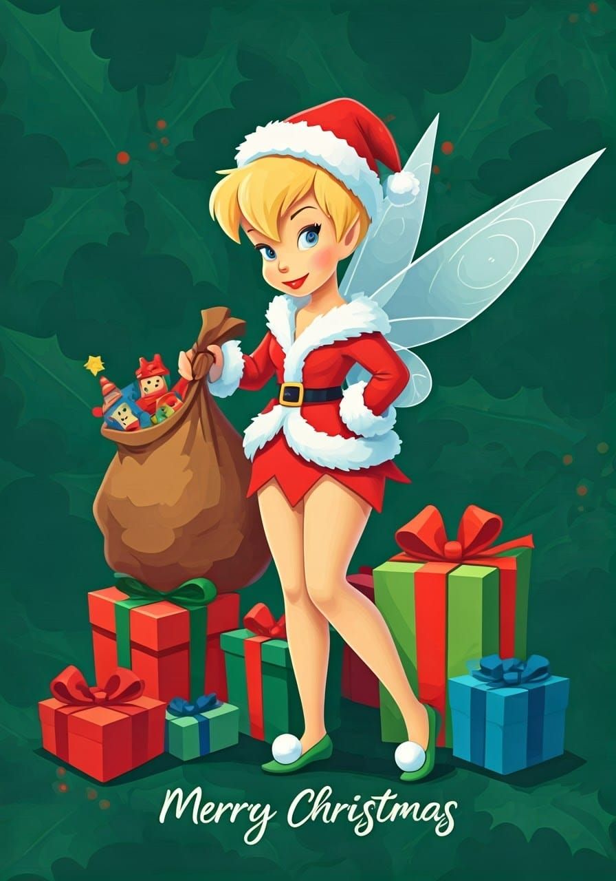 Surreal Christmas Botanical Wonderland with Tinkerbell as Sa...