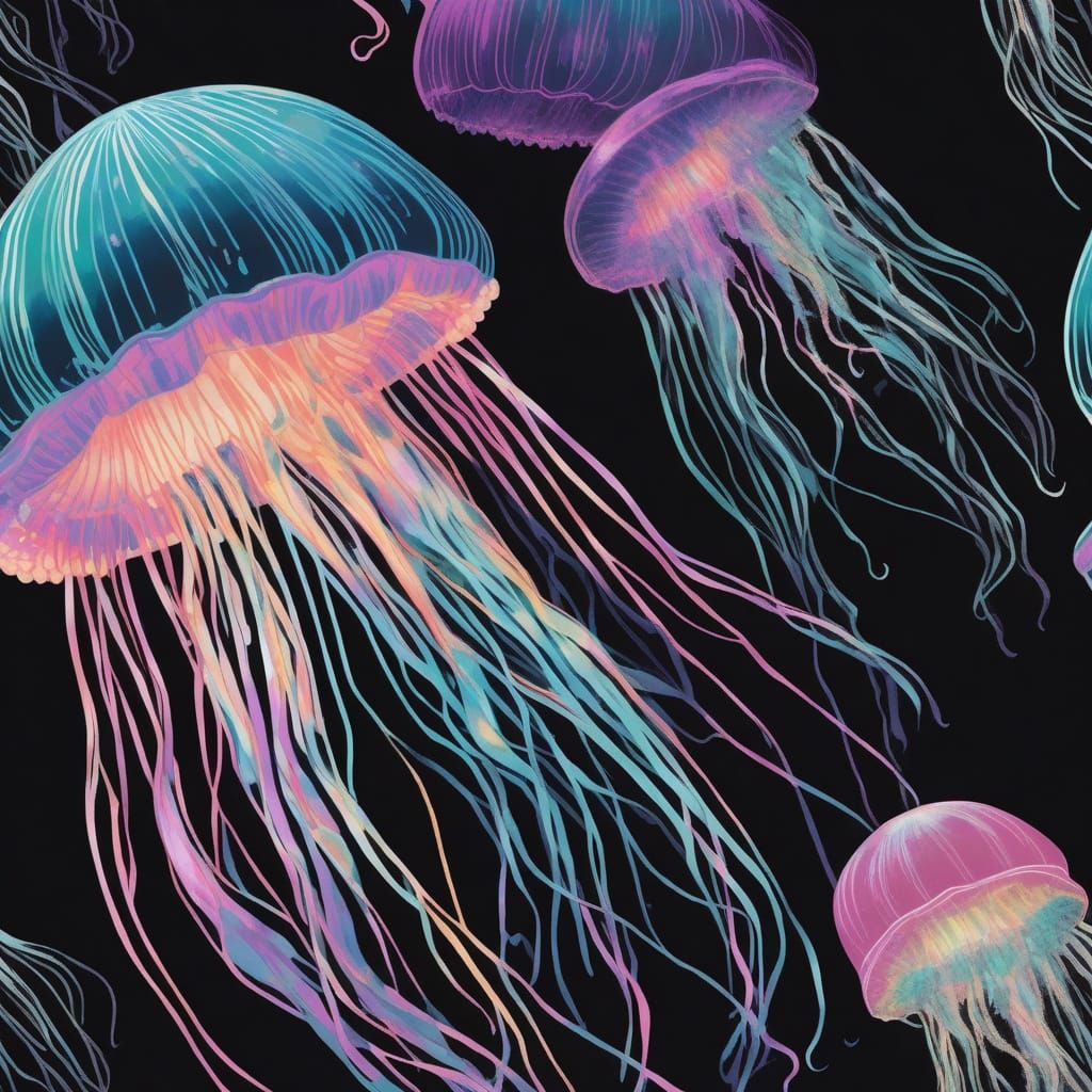 Warhol-Inspired Jellyfish Pop Art Portrait in Silver & Paste...