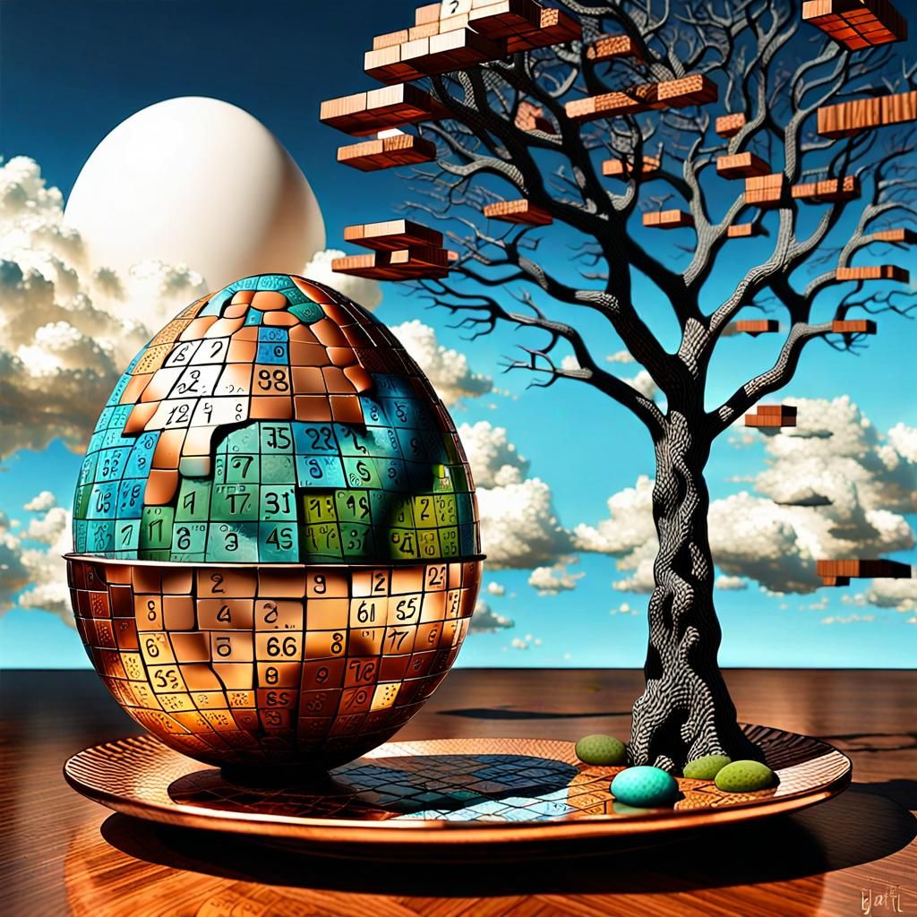 Egg Matrix with Tree of Numbers, Digital Art