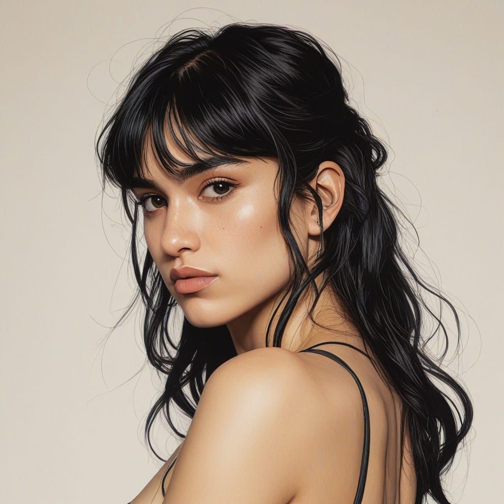Anime Portrait of Sofia Boutella in Katsuhiro Otomo and Miya...