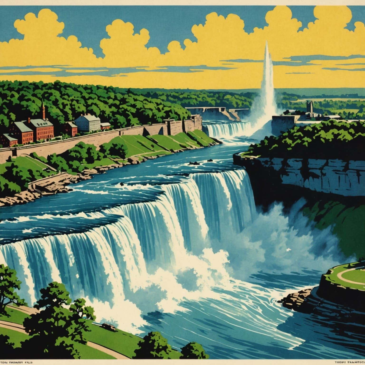 1950 Classic travel postcard water falls