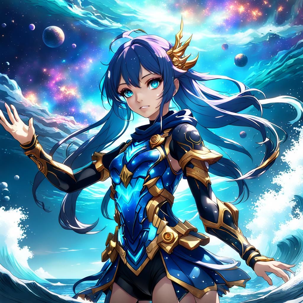 Anime Ocean Galaxy Girl in Detailed Matte Painting