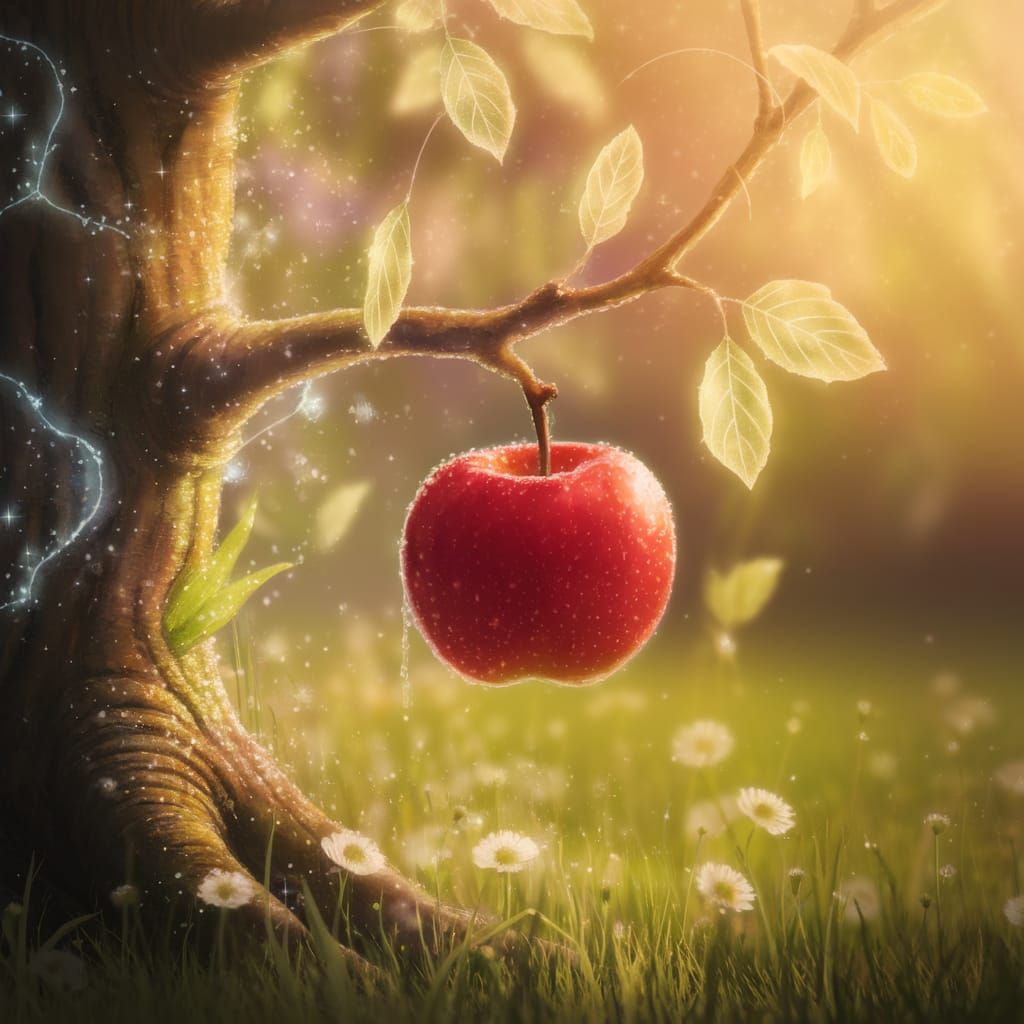 Golden Apple Magic Tree in an Enchanted Fantasy World