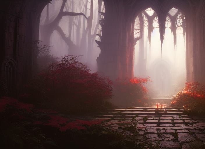 Vampire Garden: Recursive Reflections in Art Nouveau Style