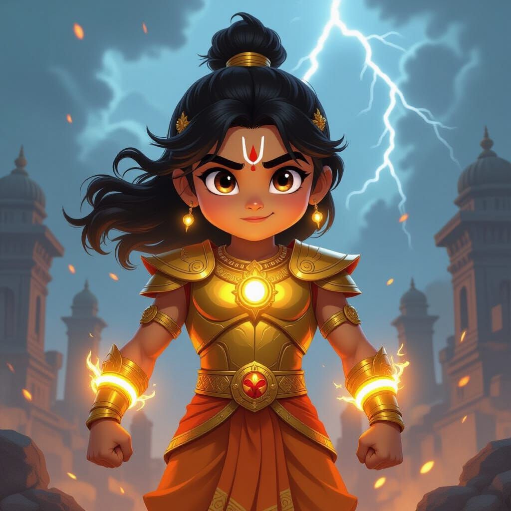 Chhota Bheem as Fantasy Superhero in Golden Armor