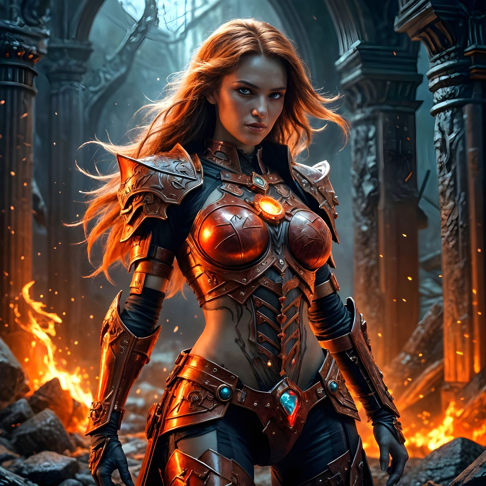 Warhammer 40k Warrior Goddess in Grounding Armor