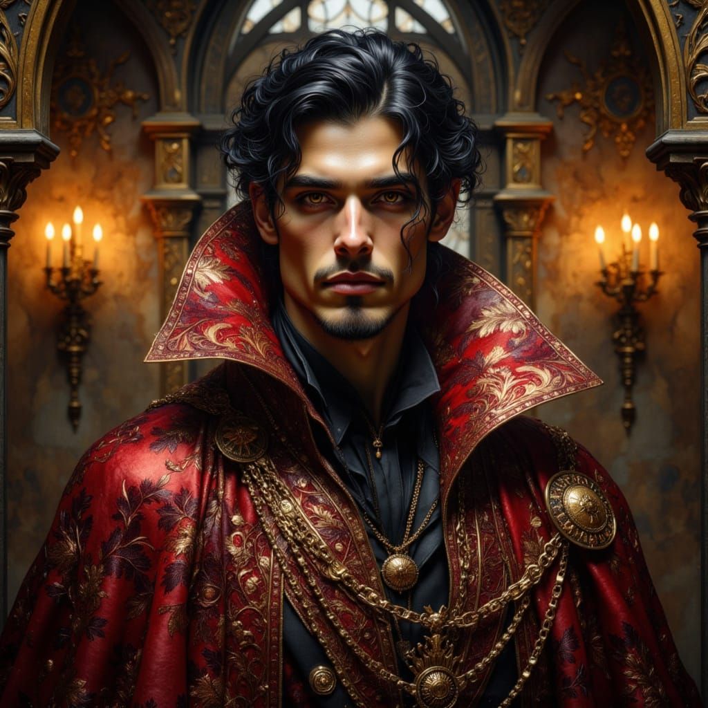 Sinister Man in Crimson Robe, Digital Matte Painting