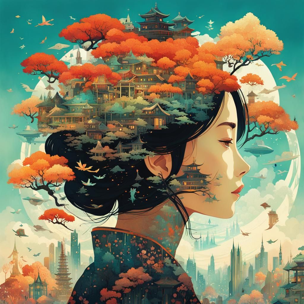 Surreal Double Exposure Collage Art Illustration