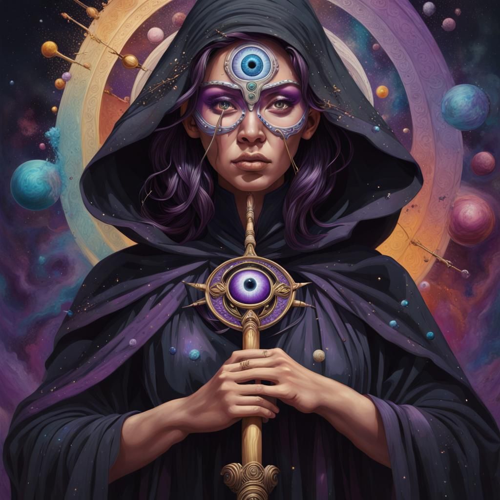 Woman with Third Eye and Cosmic Staff