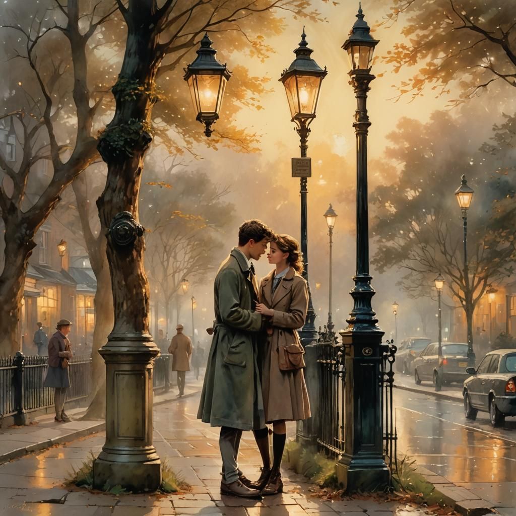 Affectionate Gaze: Watercolor and Ink Illustration