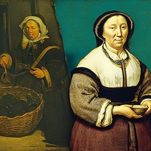 Medieval Woman Prepares Rustic Food