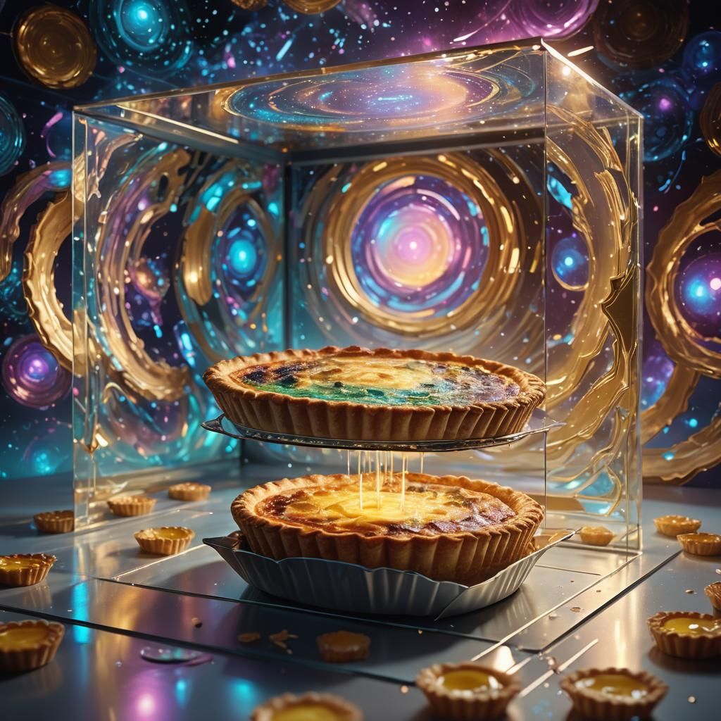 Futuristic Box Reveals Quiche: Surreal Digital Art