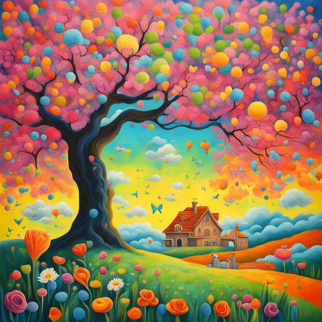 Vibrant Surreal Spring Landscape