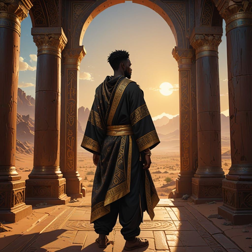 Mystical Desert Temple in Golden Dusk