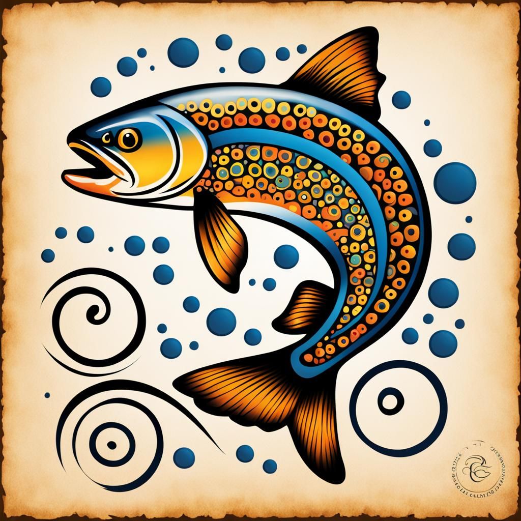 La Tène Trout Tattoo with Spirals and Triskeles