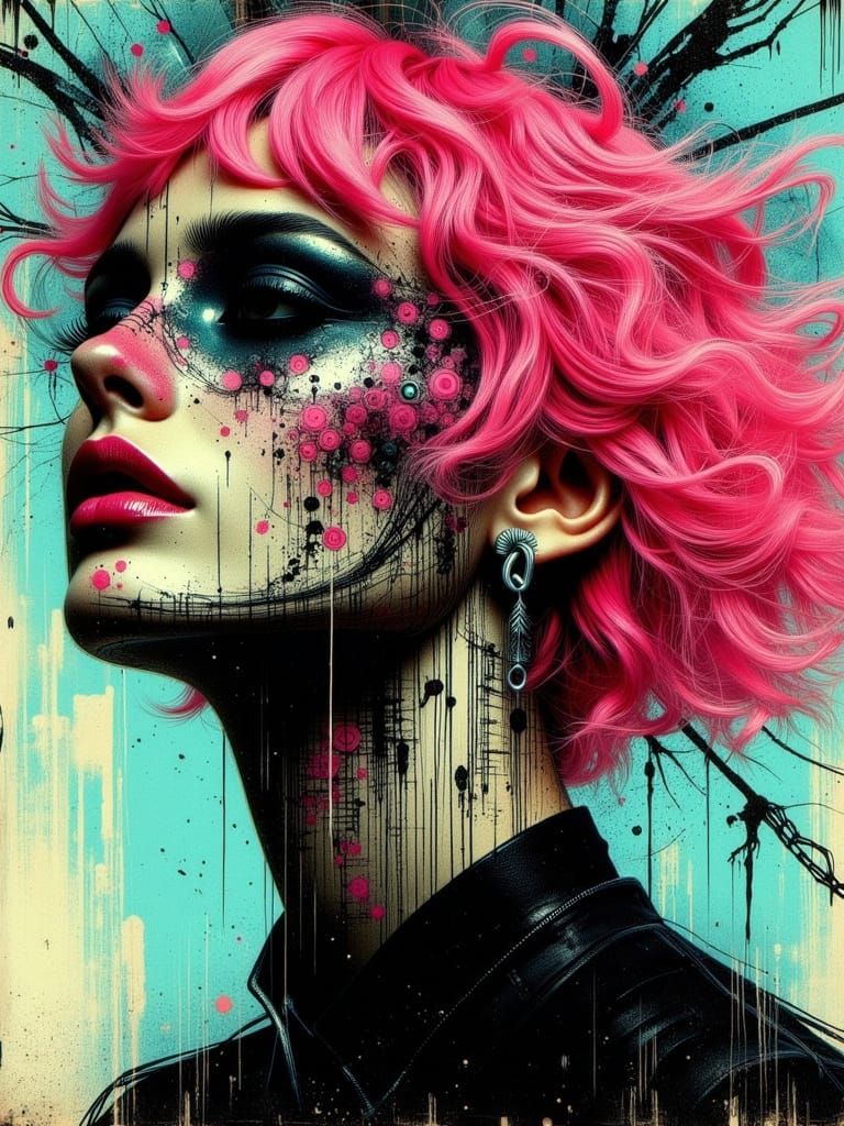 Gothic Abstract Portrait in Surreal Tattoo Art