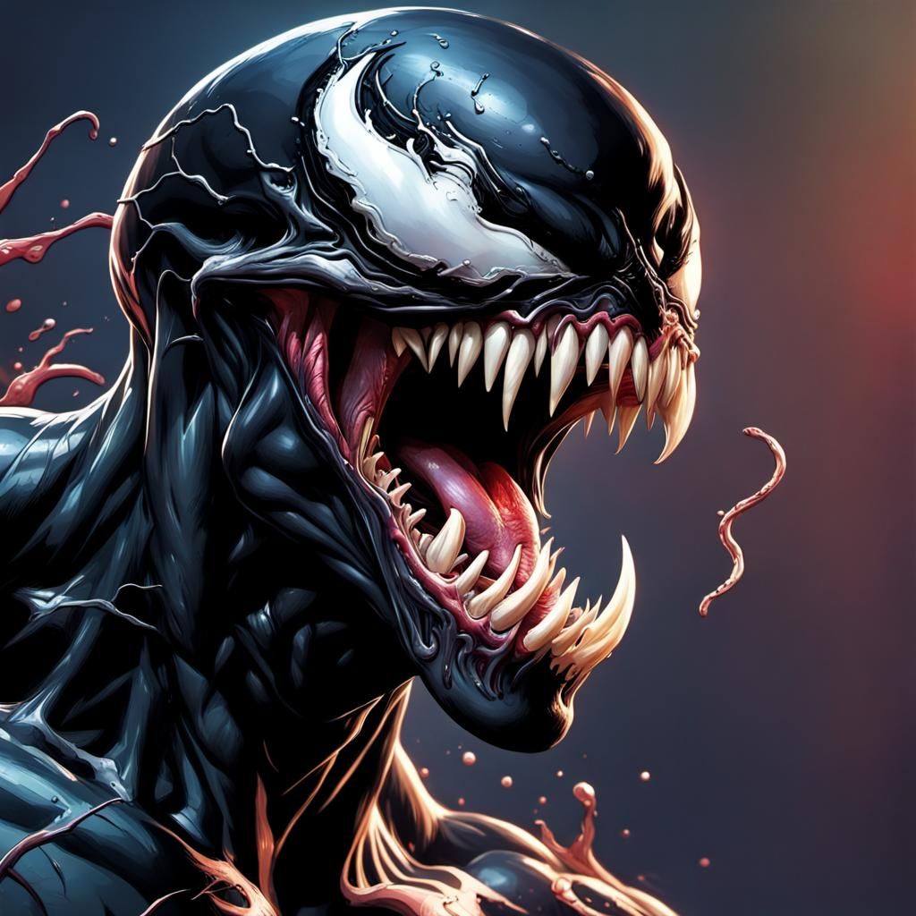 Hyperrealistic Venom Splash Art Portrait