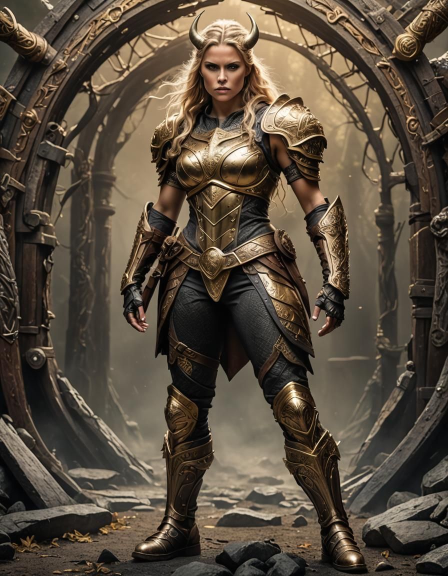 Viking Hero in Gold Armor: Fantasy Art