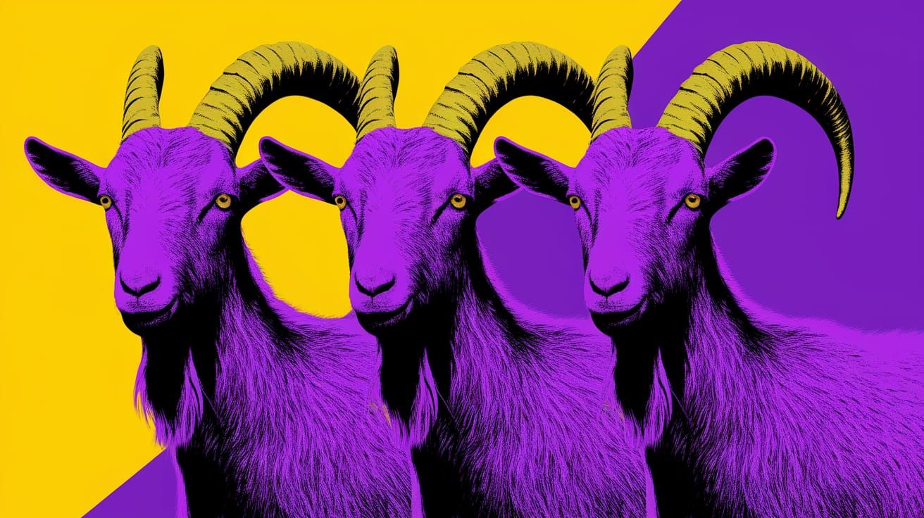 Vibrant Purple Goats in Pop Art Style