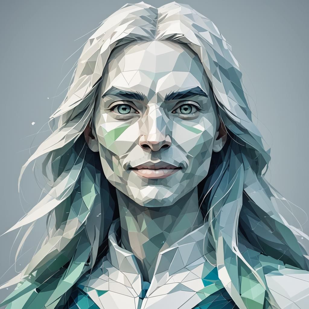 Human-Faced Hawk Portrait in Vector Art Style