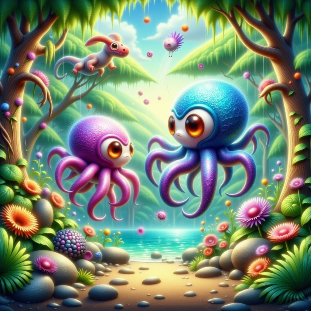 Vibrant Cretaceous Forest Scene in Impasto Style