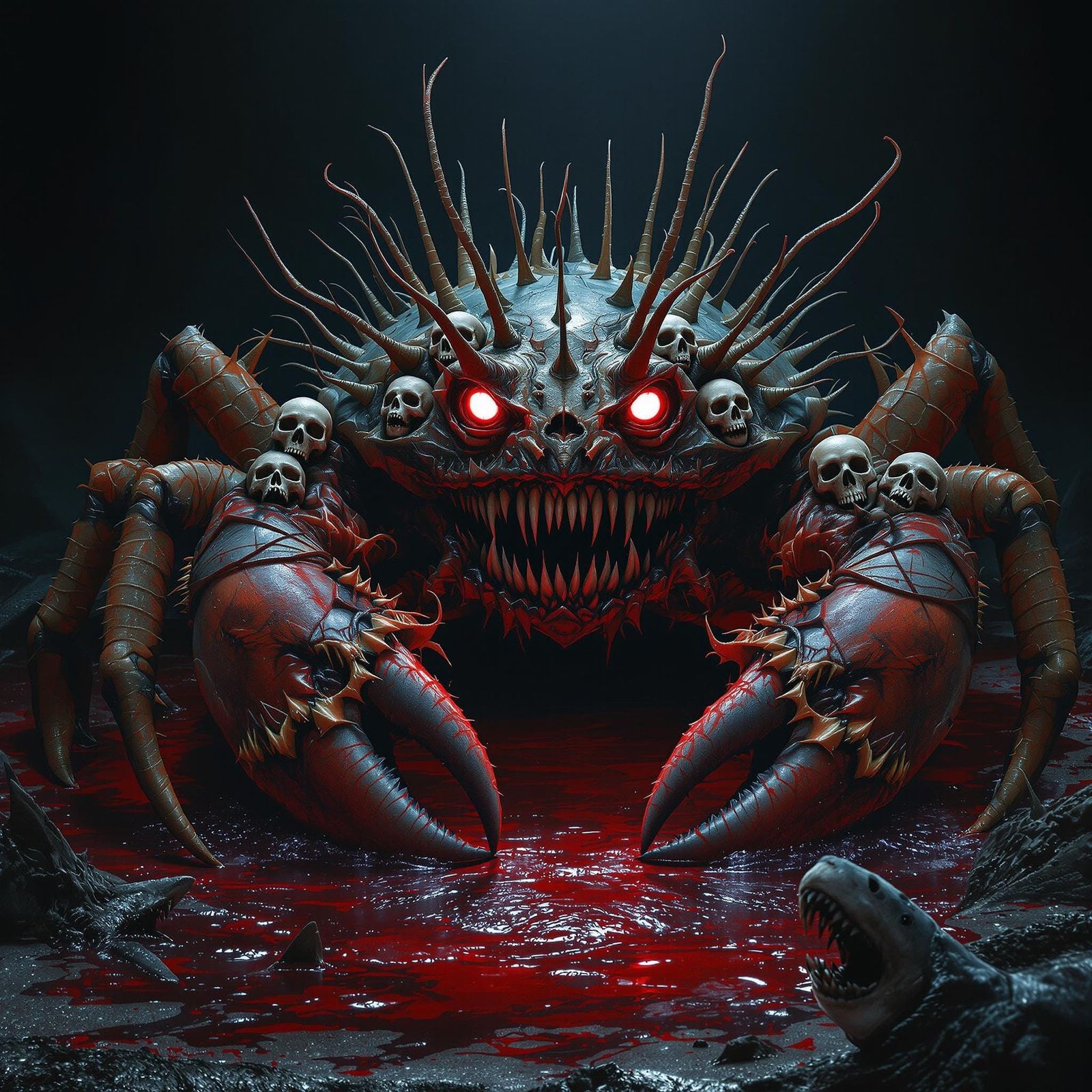 Macabre Dragon Crab Hybrid in a Viscous Pool