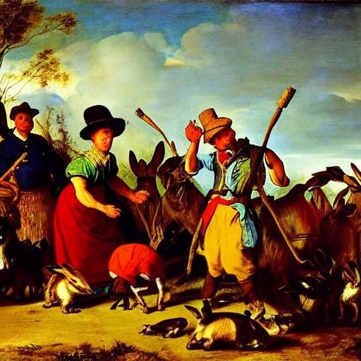 Famine Superstition: Rabbits in a Surrealist Village