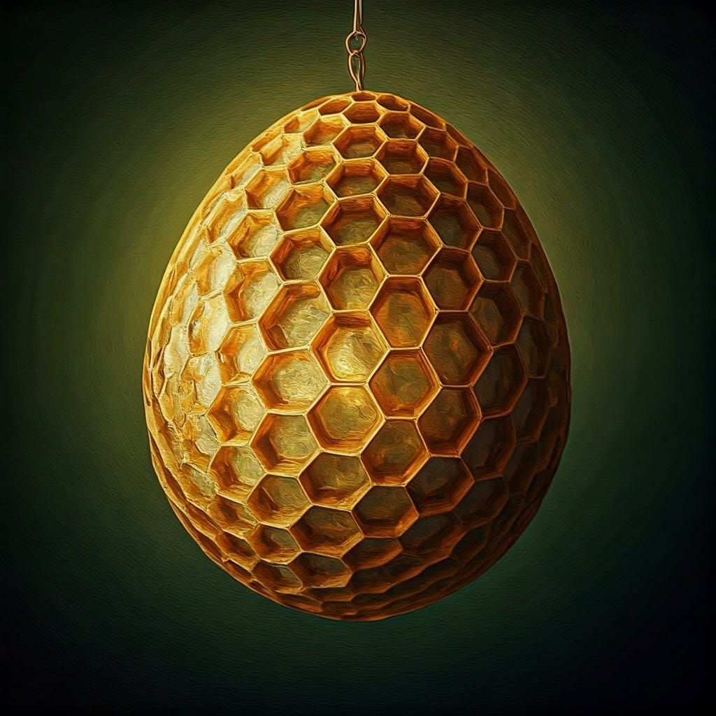 Surreal Crystal Honeycomb Chandelier in Oil Painting Style
