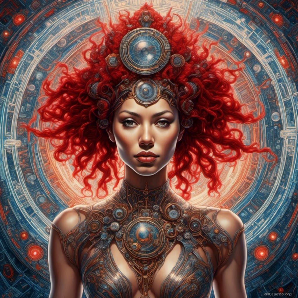 Gothic Tahitian Woman Portrait with Bioluminescent Details