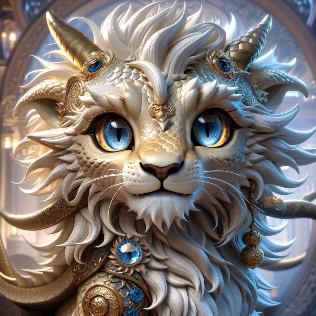 Anime Portrait of a Lion-Maned Dragon