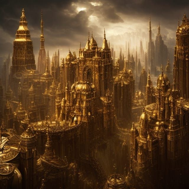 Epic Golden Crown in Digital Matte Painting