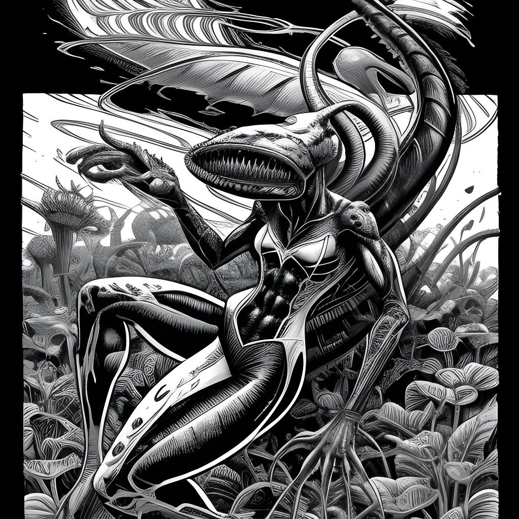 Detailed Venus Flytrap in Comic Book Style