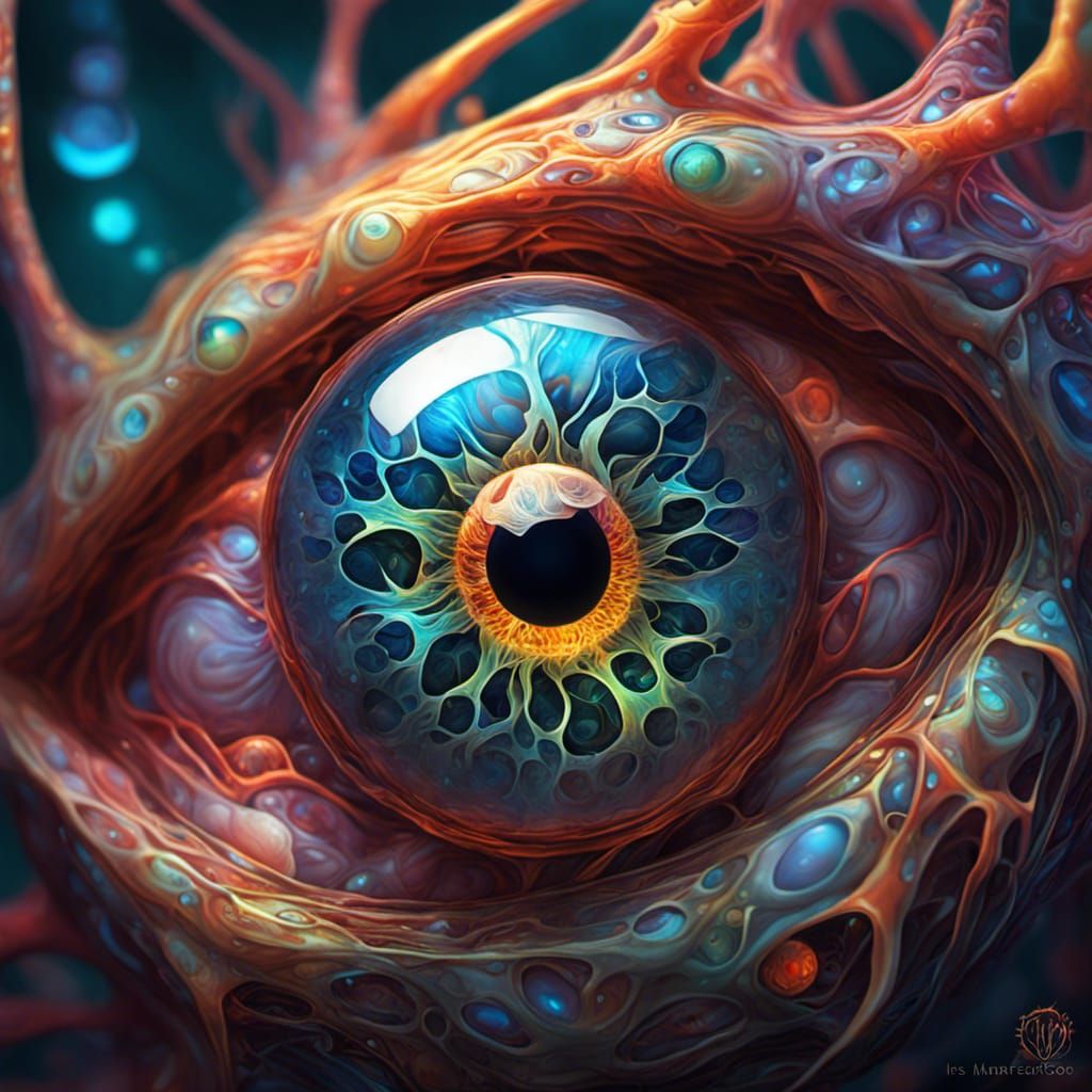 Eye Macro: Fractal Iridescence in Surrealcore Style
