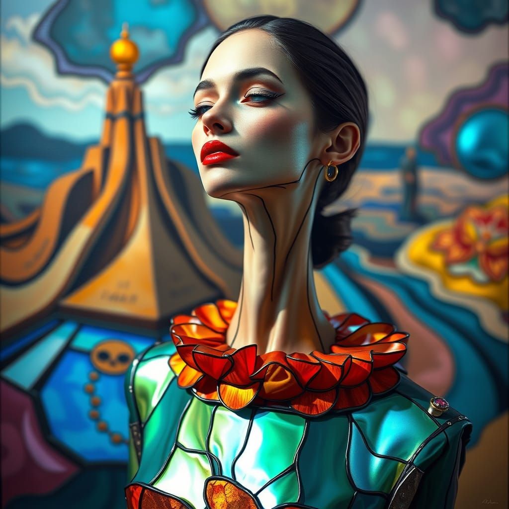 Surreal Stained Glass Fashion Concept in Iridescent Hues