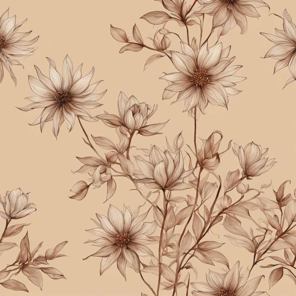 Ethereal Floral Abstract Art in Sienna Tones